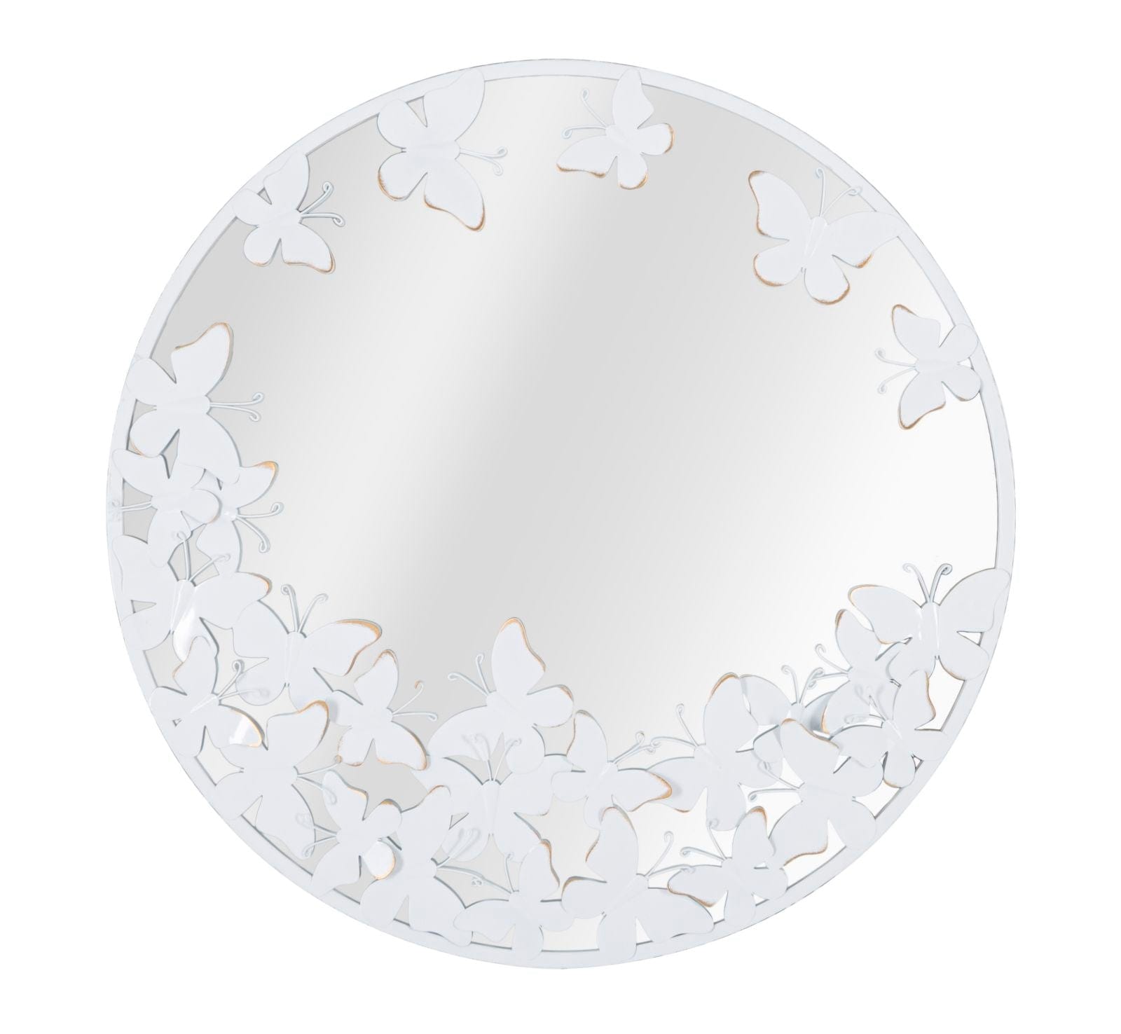 Oglinda decorativa din metal, Butterfly Alb / Auriu, Ø62,5 cm