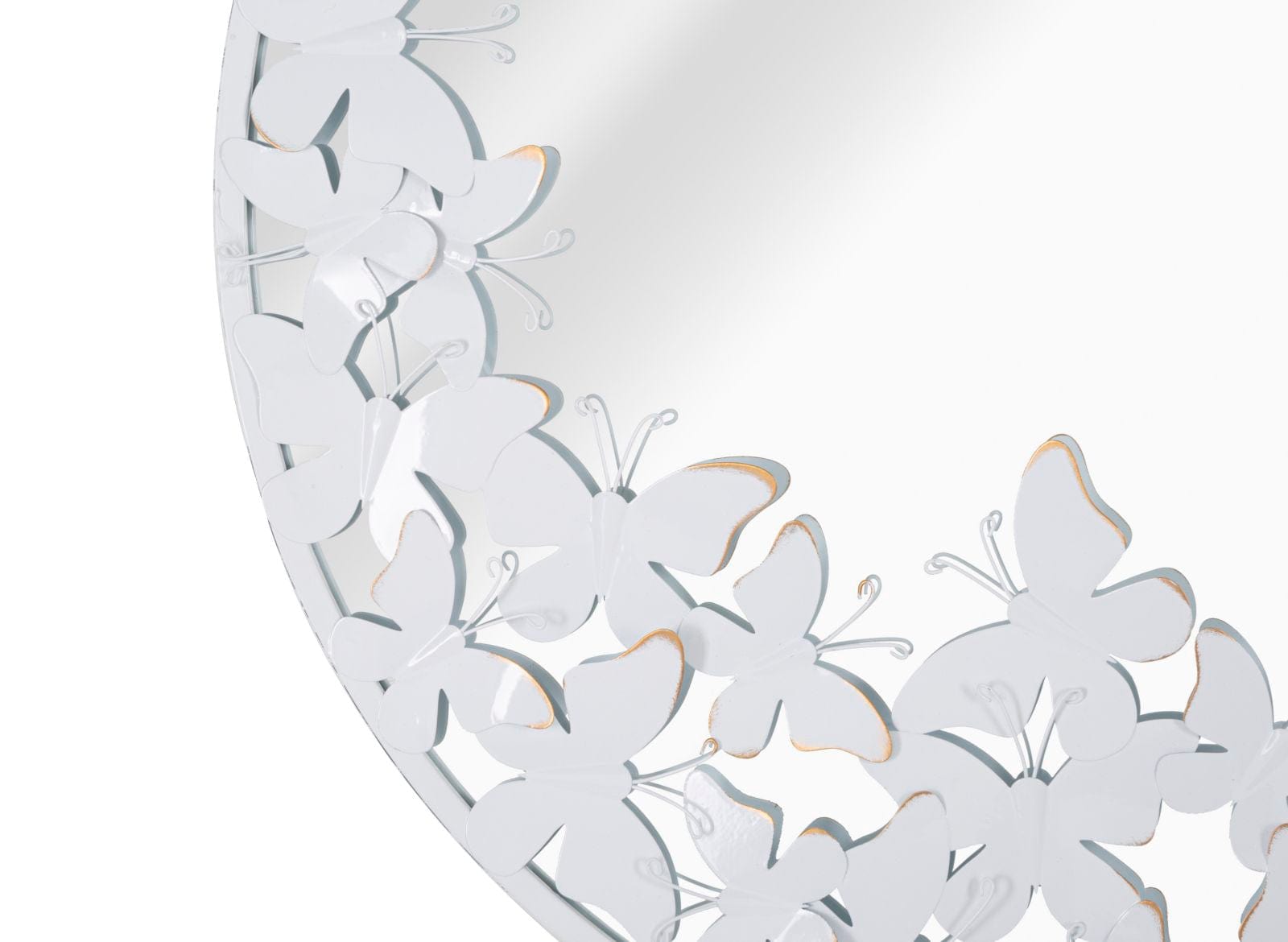 Oglinda decorativa din metal, Butterfly Alb / Auriu, Ø62,5 cm (1)