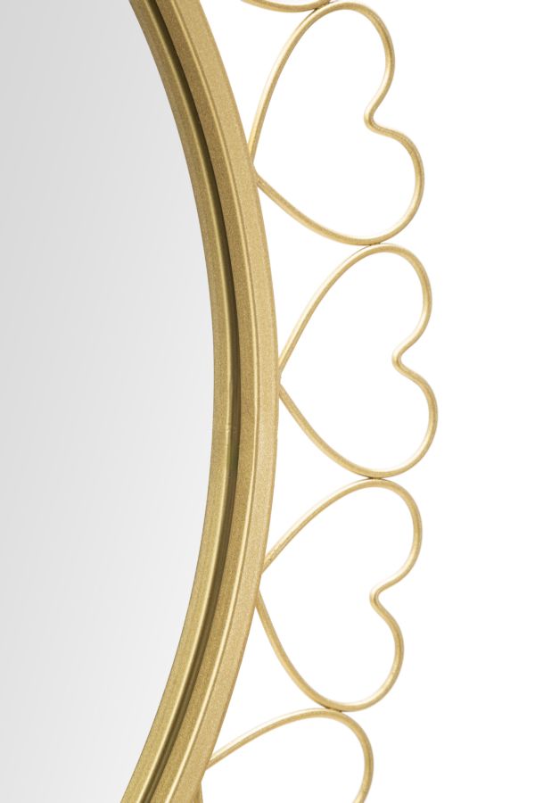 Oglinda decorativa din metal, Hearts Auriu, Ø80 cm (1)