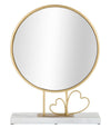 Oglinda decorativa din metal, Heart Auriu / Marmura, l30xH39,5 cm