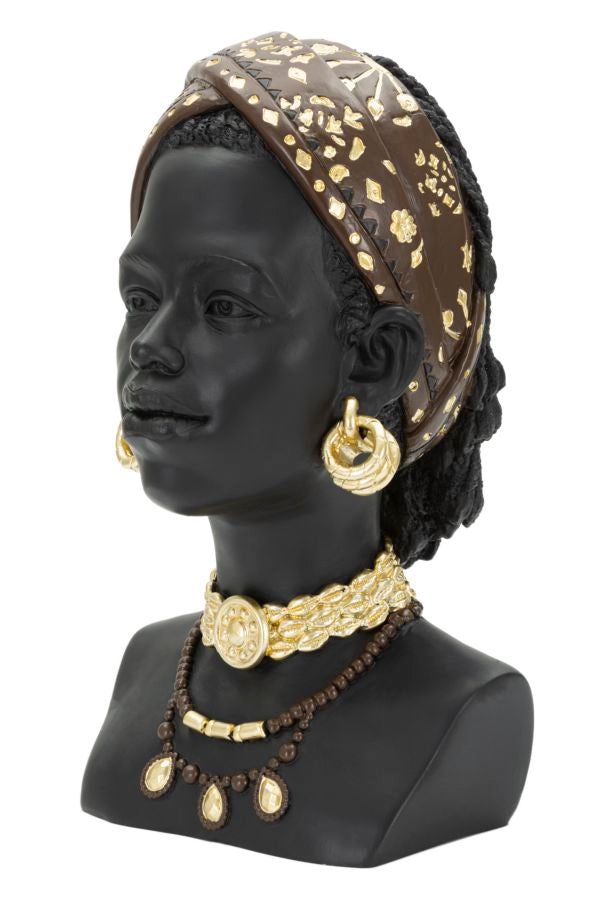 Decoratiune din polirasina, Massai Woman Negru / Auriu, L19xl18,5xH30 cm (2)