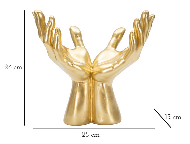 Decoratiune din polirasina, Peace Hands Auriu, L25xl15xH24 cm (6)