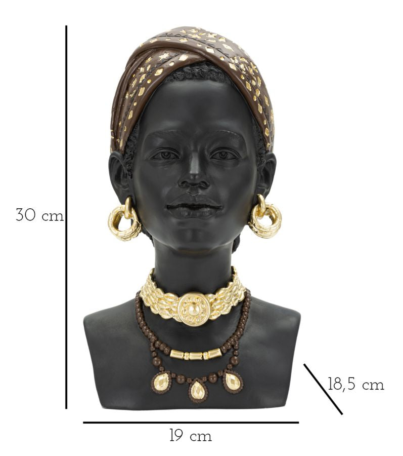 Decoratiune din polirasina, Massai Woman Negru / Auriu, L19xl18,5xH30 cm (7)