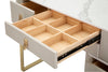 Masa de machiaj din lemn si MDF, cu 6 sertare, Beauty Crem / Auriu, L120xl40xH75 cm (6)