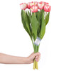 Set 10 fire flori artificiale, Tulipi Roz / Verde, H50 cm