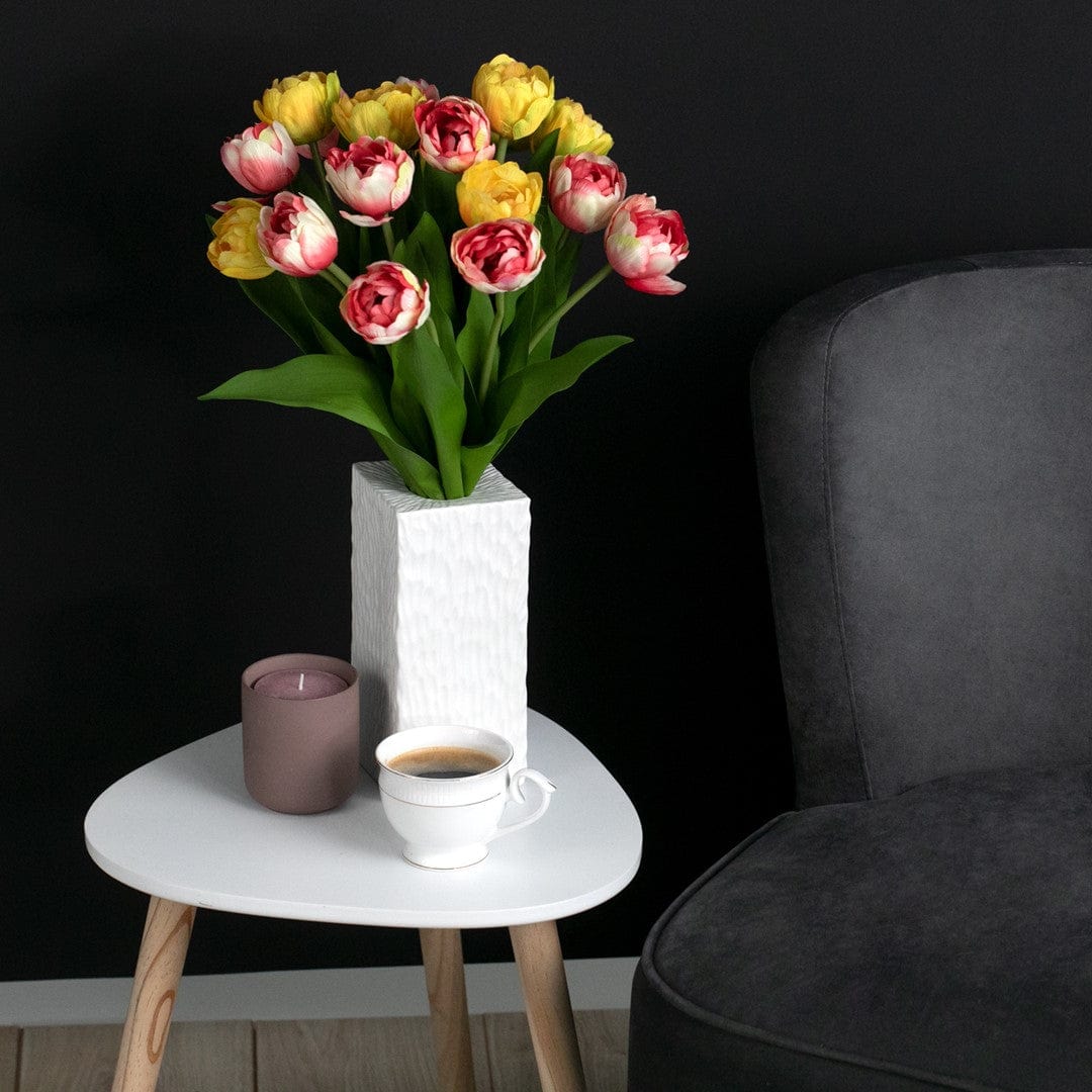 Set 10 fire flori artificiale, Tulipi Roz / Verde, H50 cm (3)