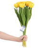Set 10 fire flori artificiale, Tulipi Galben / Verde, H50 cm