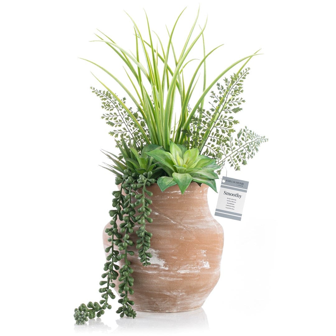 Planta artificiala in ghiveci, Smoothy Verde / Maro, H48 cm