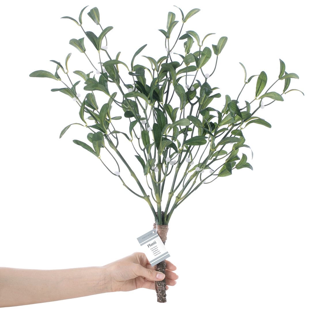 Set 10 ramuri decorative artificiale, Planti Verde / Maro, H56 cm (1)