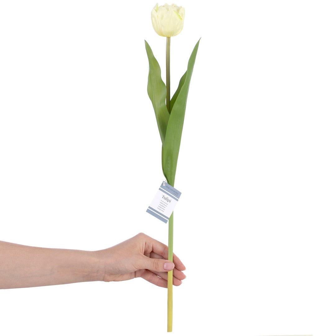 Fir floare artificiala, Tulipi Crem / Verde, H50 cm