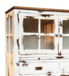 Cabinet cu vitrina din lemn, cu 2 sertare, 2 usi si suport sticle, Everest Alb Antichizat / Maro, l100xA35xH150 cm (1)