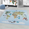Covor pentru copii din poliamida Play 2917 World Map Animals Albastru (1)