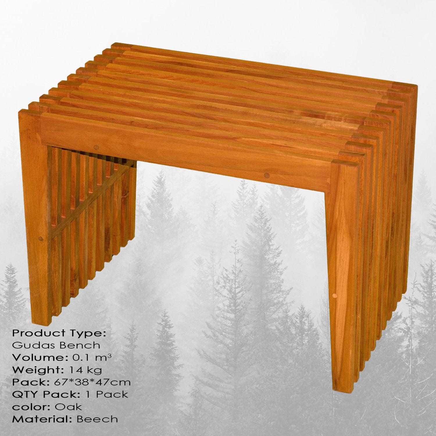 Banca din lemn, Gudas Small Stejar, l65xA36xH45 cm