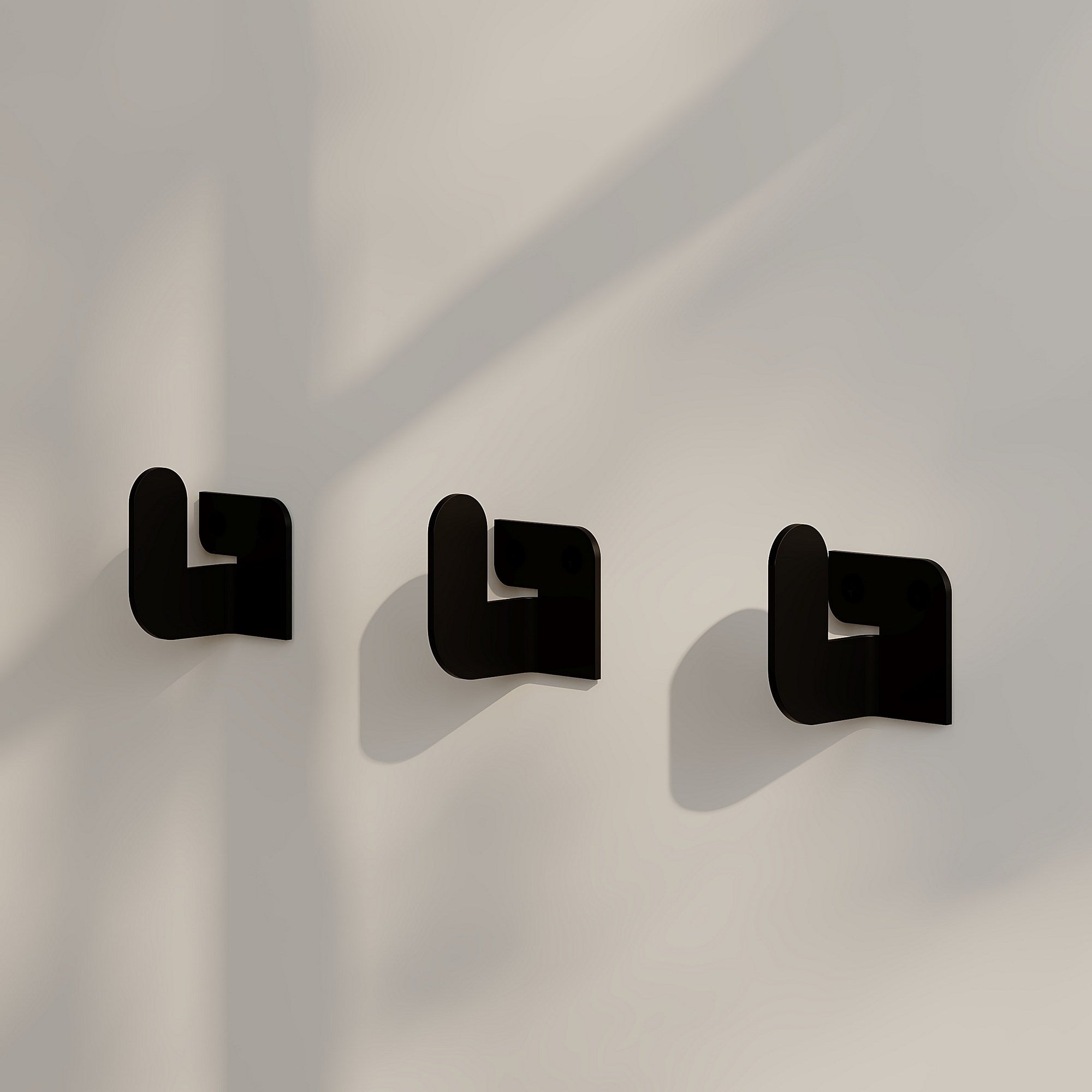 Set 3 carlige metalice pentru perete, Luxa Negru, l3,2xA3,4xH4,2 cm (1)