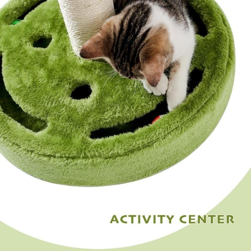Ansamblu de joaca ajustabil pentru pisici, Cozy Verde / Bej deschis / Galben, Ø40,5xH52 cm (5)