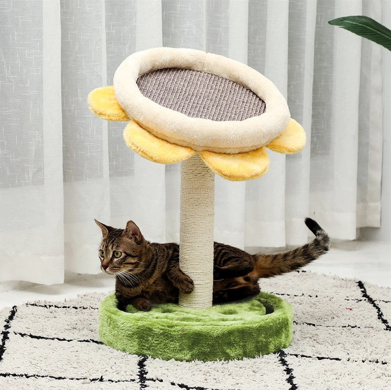 Ansamblu de joaca ajustabil pentru pisici, Cozy Verde / Bej deschis / Galben, Ø40,5xH52 cm (1)