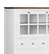 Cabinet cu vitrina din lemn si furnir, cu 6 sertare si 1 usa, Everest Big Alb / Maro, l90xA45xH135 cm (3)