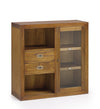 Cabinet cu vitrina, din lemn si furnir, cu 2 sertare si 1 usa, Star Combi Right Nuc, l90xA35xH90 cm