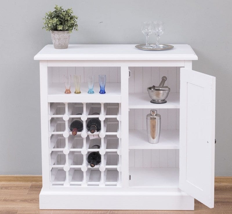 Cabinet din lemn de brad, cu 1 usa si suport sticle, Pasy PS579, Alb Vopsit P004, l90xA41xH90 cm (4)