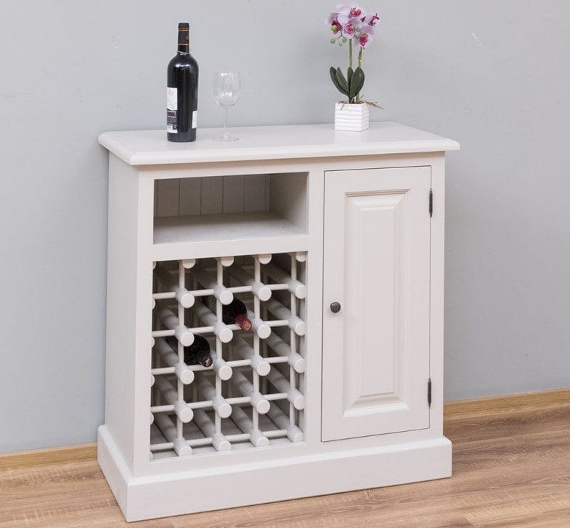Cabinet din lemn de brad, cu 1 usa si suport sticle, Pasy PS579, Crem Inchis Vopsit P024, l90xA41xH90 cm (2)