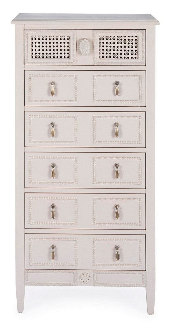 Cabinet din lemn de brad si MDF, cu 6 sertare Eunice Ivoir, l56xA36xH119 cm (1)
