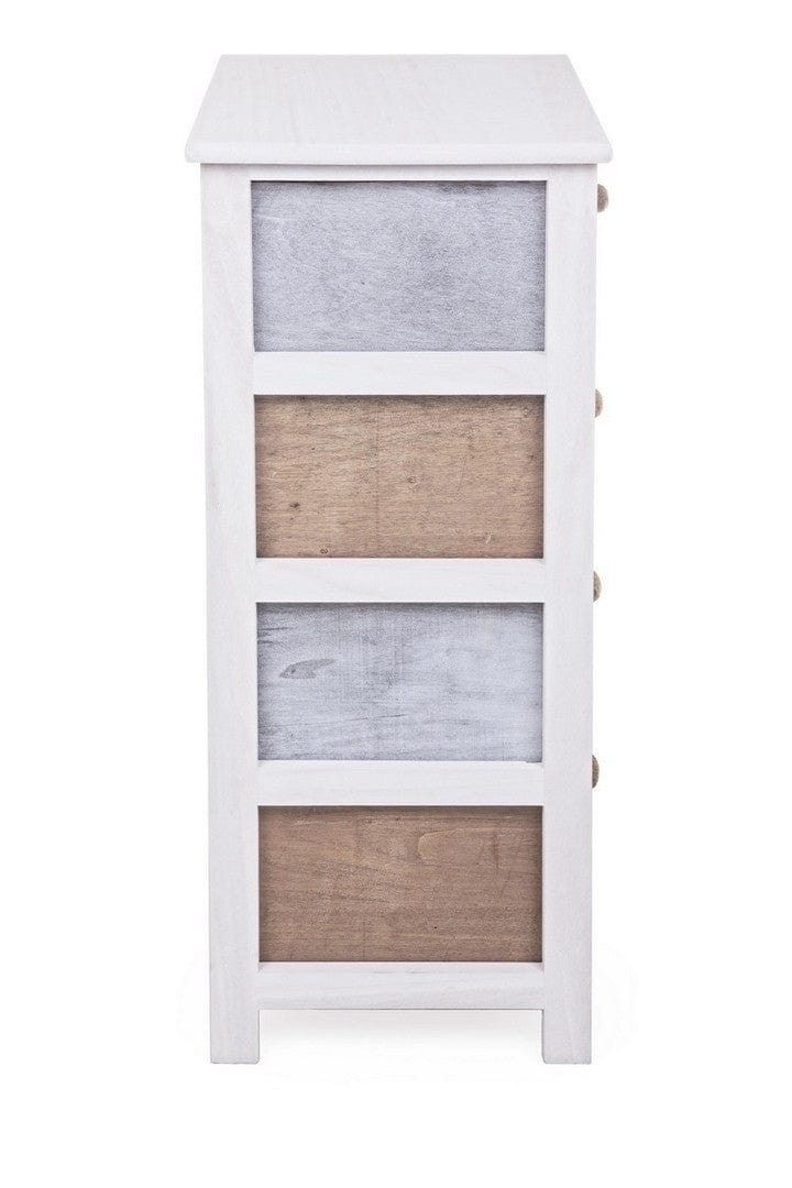 Cabinet din lemn de Paulownia, cu 4 sertare Meredith Ivoir / Gri / Maro, l40xA29xH73 cm (2)