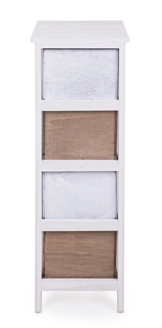 Cabinet din lemn de Paulownia, cu 4 sertare Meredith Slim Ivoir / Gri / Maro, l26xA32xH81 cm (3)