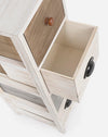 Cabinet din lemn de Paulownia si MDF, cu 4 sertare Madyson Slim Ivoir / Gri, l26xA32xH80 cm (1)