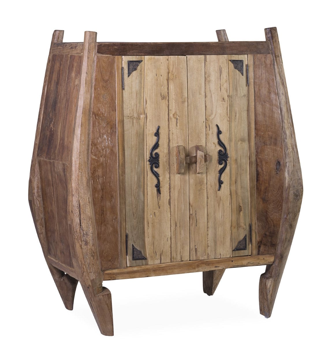 Cabinet din lemn reciclat, cu 2 usi, Marys Natural, l100xA47xH125 cm