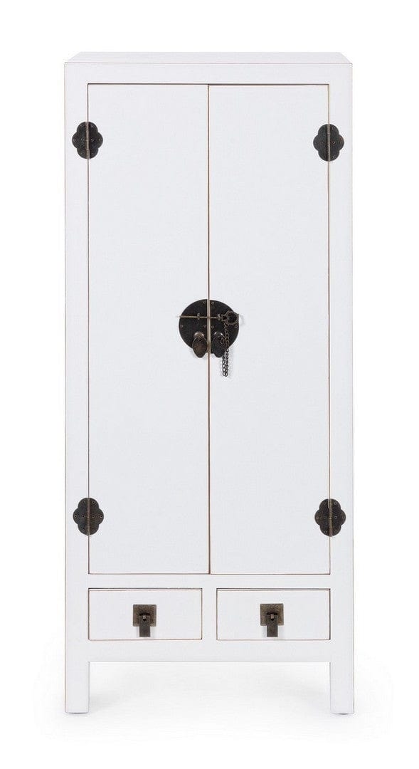 Cabinet din MDF si metal, cu 2 sertare si 2 usi Pechino Alb, l50xA34,5xH121 cm (1)