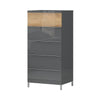 Cabinet din pal, cu 5 sertare, Onyx Large Antracit / Nuc Pacific, l60xA45xH123 cm