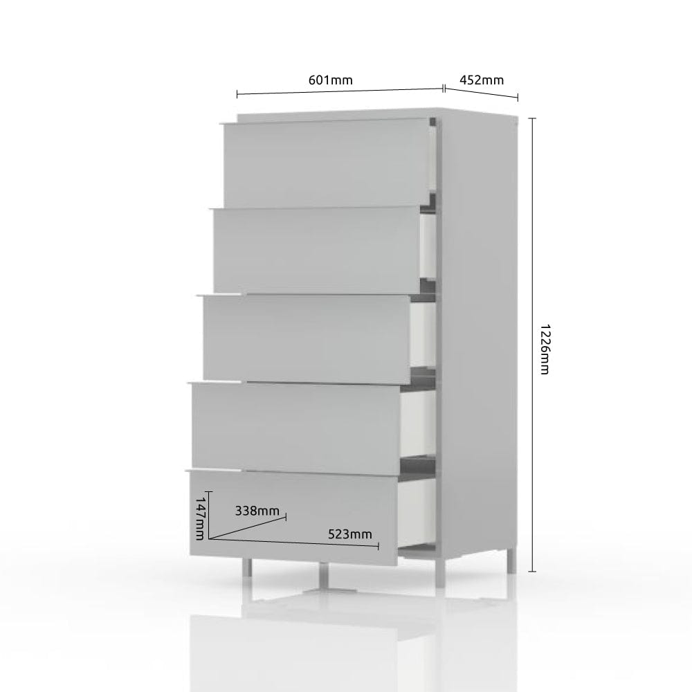 Cabinet din pal, cu 5 sertare, Onyx Large Antracit / Nuc Pacific, l60xA45xH123 cm (1)