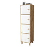 Cabinet din pal si lemn, cu 4 usi Vilamo VL30-217 Alb / Natural, l49xA40xH179,4 cm (2)