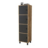 Cabinet din pal si lemn, cu 4 usi Vilamo VL30-238 Negru / Natural, l49xA40xH179,4 cm (2)