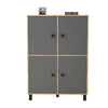 Cabinet din pal si lemn, cu 4 usi Vilamo VL45-228 Large Antracit / Natural, l96xA40xH135,4 cm (3)