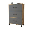 Cabinet din pal si lemn, cu 6 usi Vilamo VL48-228 Large Antracit / Natural, l96xA40xH137,5 cm (4)