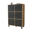 Cabinet din pal si lemn, cu 6 usi Vilamo VL48-238 Large Negru / Natural, l96xA40xH137,5 cm (4)