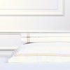 Lenjerie de pat din Bumbac Egiptean, 300TC, 4 piese, Double Row Cord Alb / Somon, 200 x 220 cm (1)