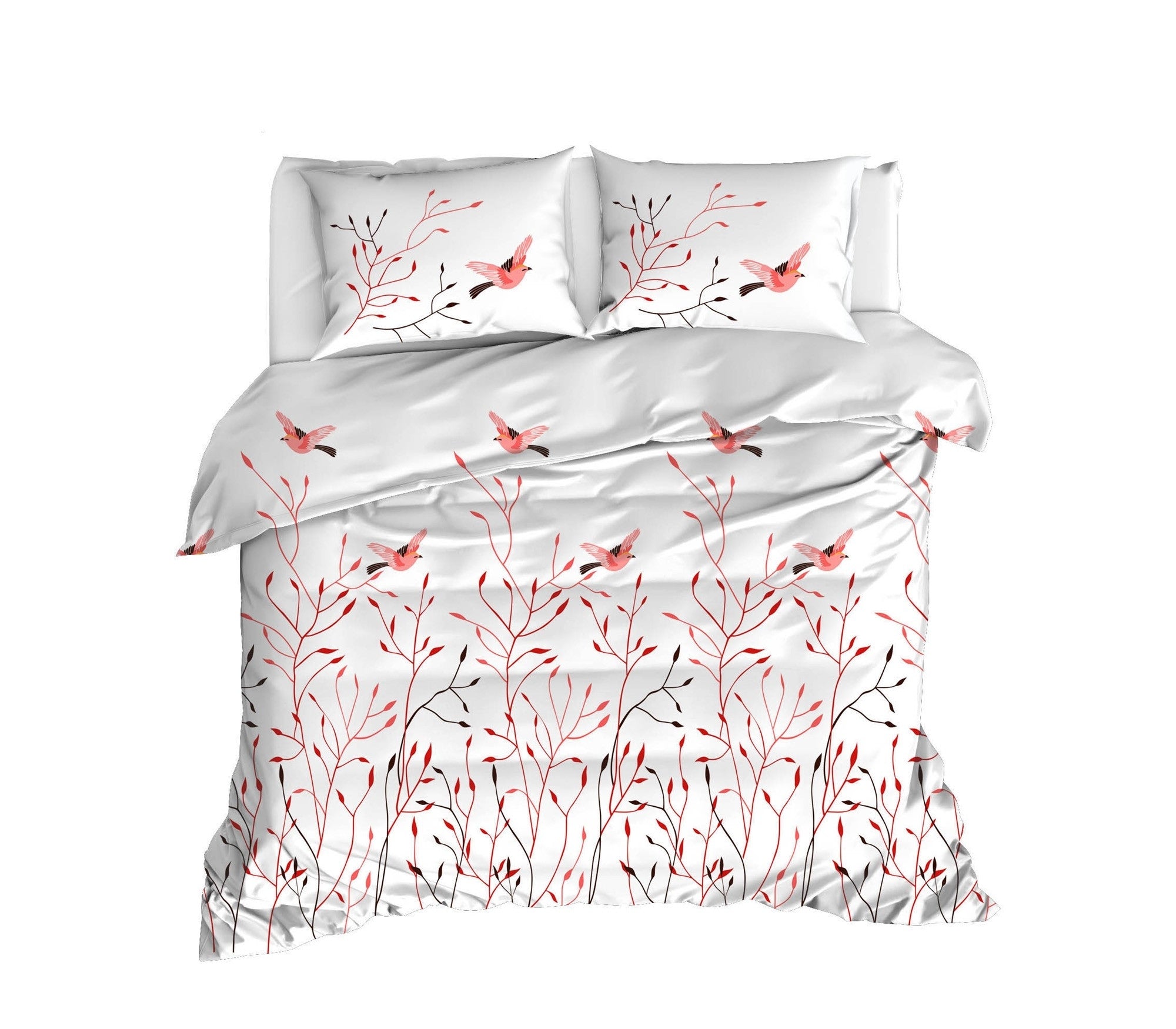 Lenjerie de pat din bumbac Ranforce Fidella Alb / Roz, 200 x 220 cm