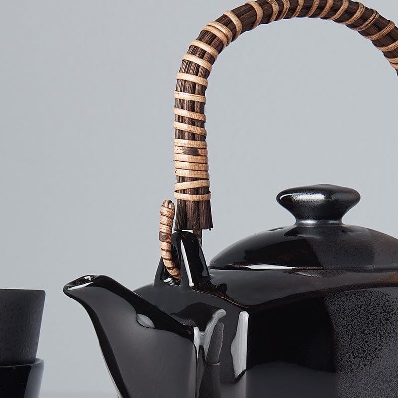 Set japonez pentru servire ceai, din ceramica,  Gunmetal Negru, 5 piese (1)