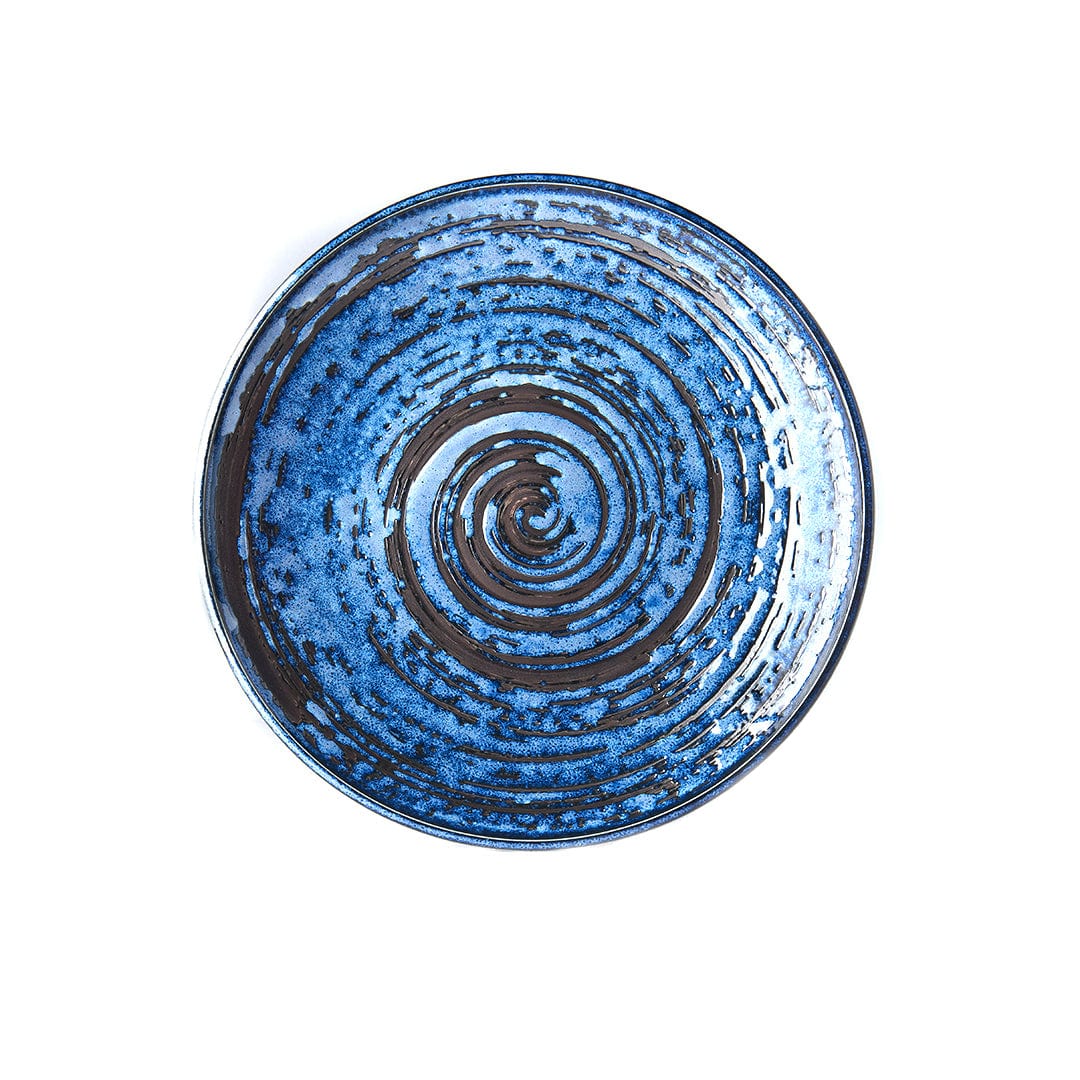 Platou pentru servire, din ceramica, Swirl Albastru, Ø25,5xH3,5 cm