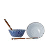 Set 2 boluri cu 4 bete japoneze, din ceramica, Honeycomb Albastru, 400 ml