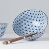 Set 2 boluri cu 4 bete japoneze, din ceramica, Starburst Albastru, 400 ml (1)