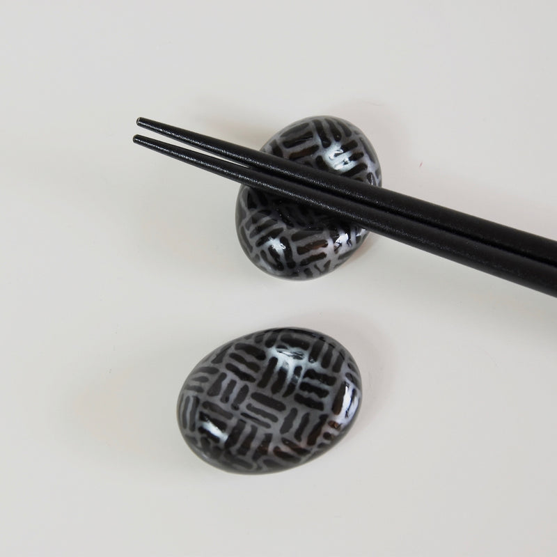 Suport pentru betisoare japoneze, din ceramica, Chopsticks Rest Negru, L4,5xl3x6 H1,5 cm (3)