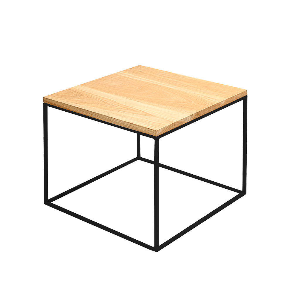 Masa de cafea din lemn si metal, Tensio Wood Stejar / Alb, L50xl50xH45 cm