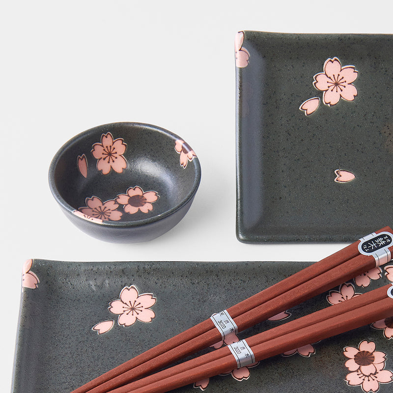 Set japonez pentru servire sushi, din ceramica, Sakura Negru, 4 piese (3)