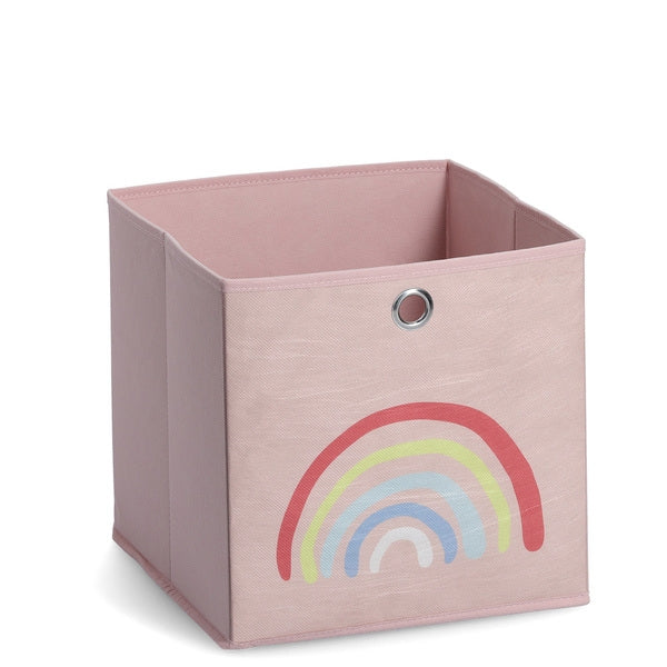 Cos depozitare pliabil, pentru copii, Rainbow Roz, L28xl28xH28 cm