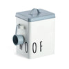 Cutie metalica pentru depozitare hrana caini, cu capac, Woof Alb / Gri Bleu, L23,4xl16,2xH25,8 cm (1)