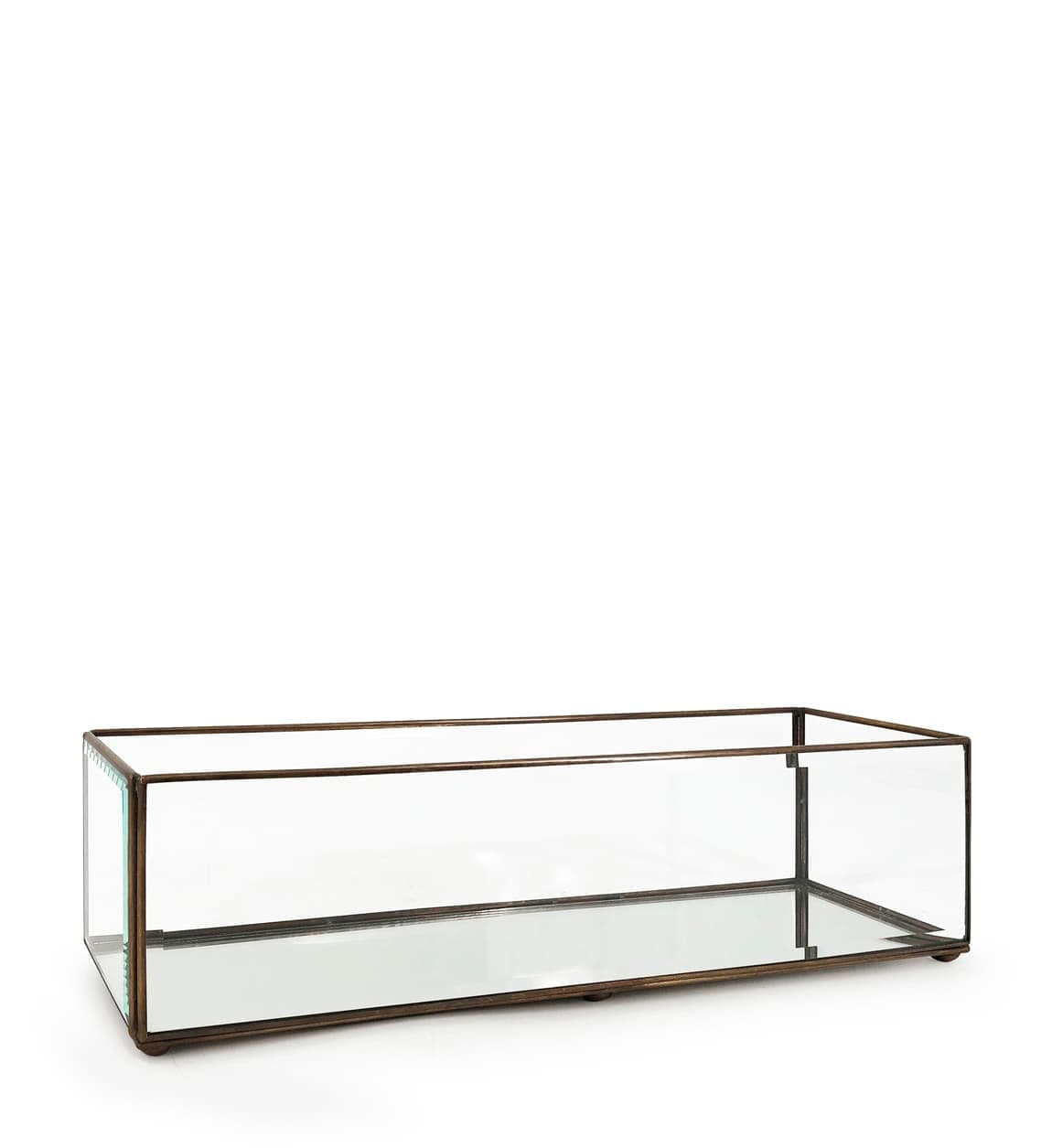 Cutie pentru depozitare din sticla si metal Box Rectangular Transparent / Alama, L40xl10xH10 cm