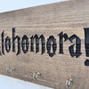Decoratiune de perete, din lemn, cu suport chei, Alohomora LAZ018 Negru / Natural, l40xA4xH14 cm (5)